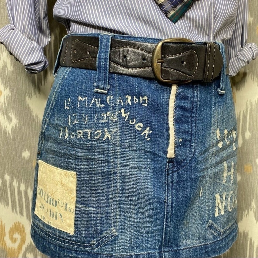 Ralph Lauren Stenciled Denim Cargo Skirt